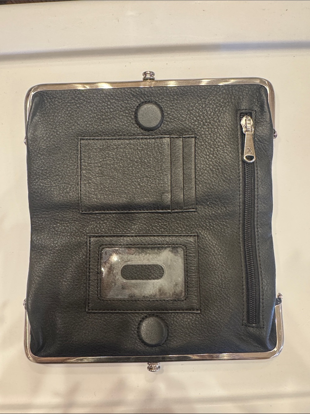 HOBO Metallic Silver Wallet with Black Star Accents - Picture 2 of 4